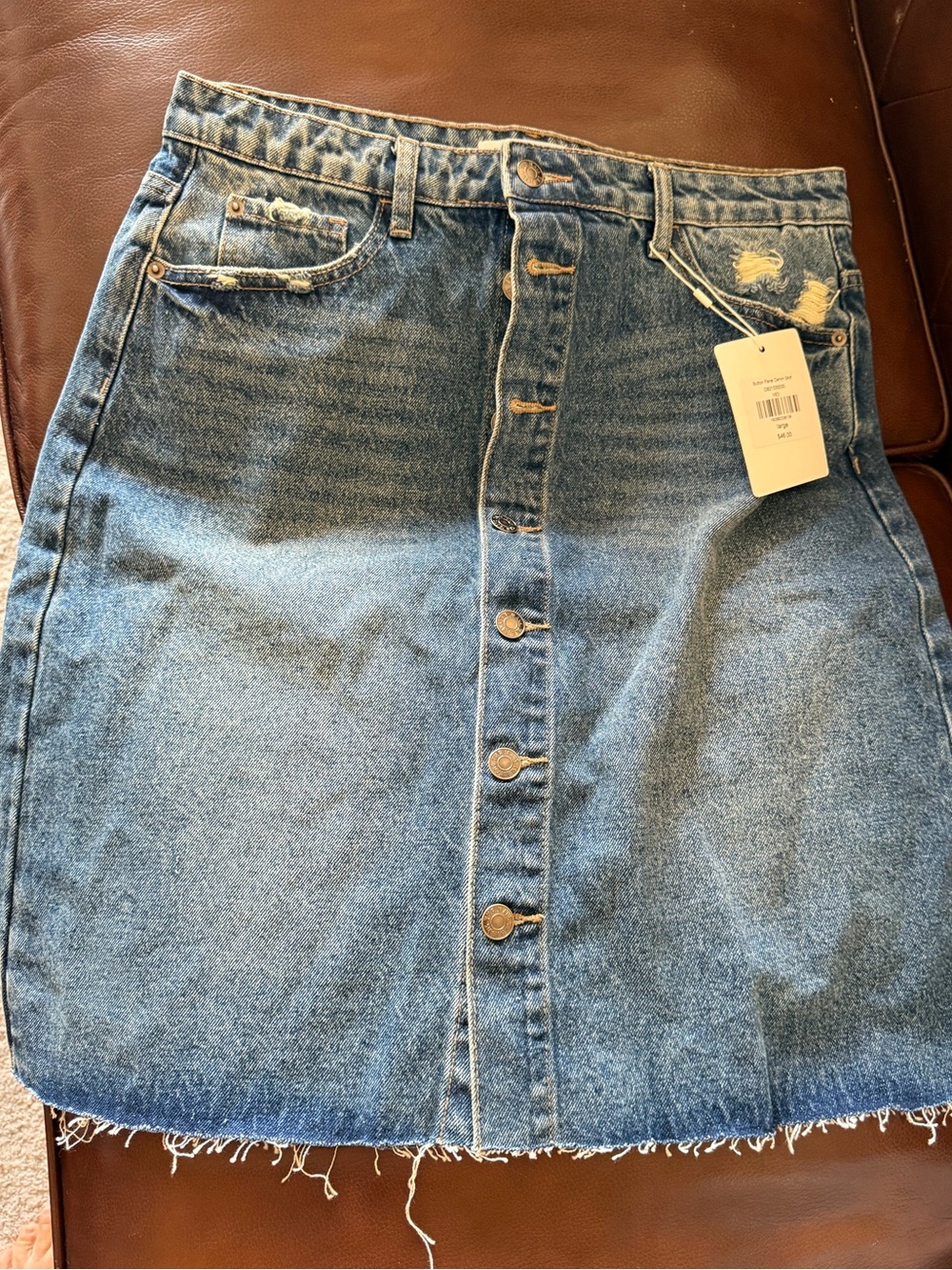 New Jean skirt with buttons down the front size large